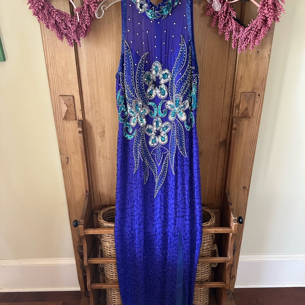 Elegant Blue Embellished Dress